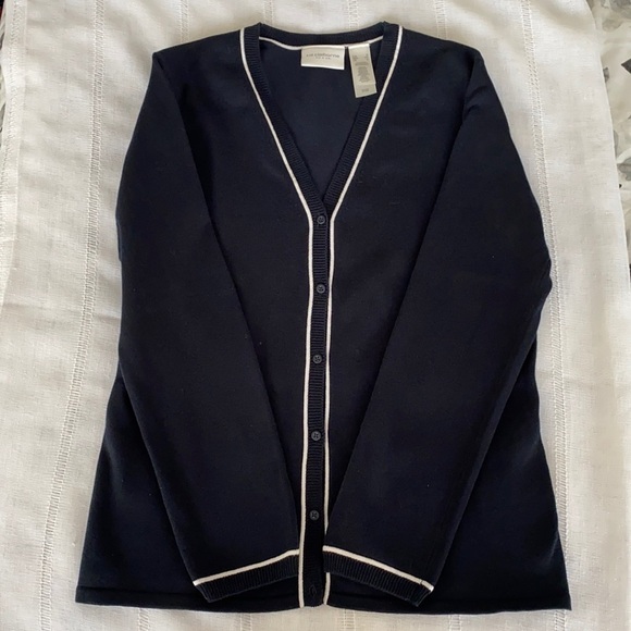 Liz Claiborne Sweaters - Dark Navy with white piping Liz Claiborne cardigan.